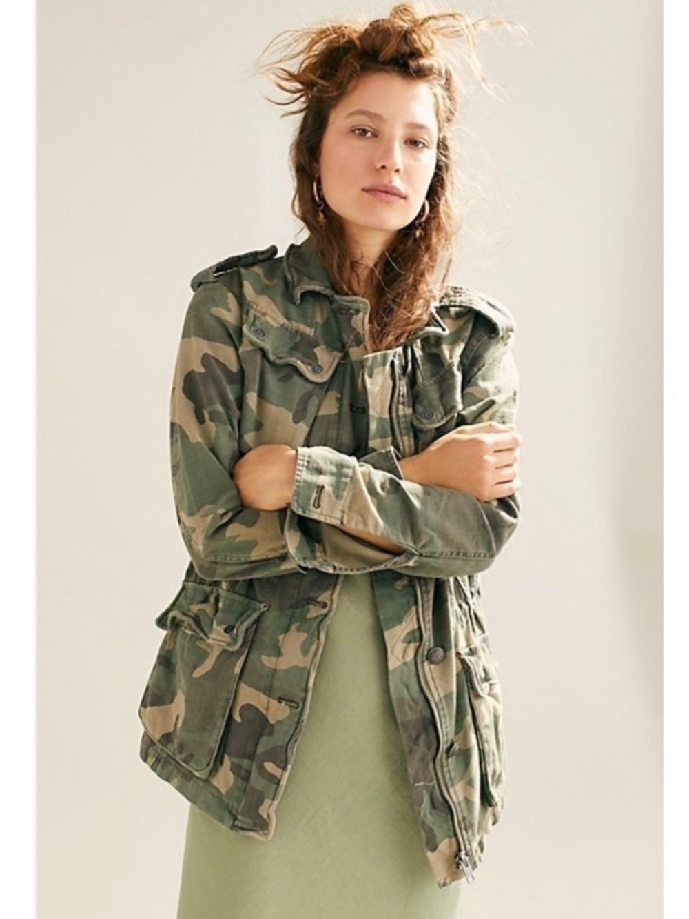 Free People "Not Your Brother's" Camo Surplus Jacket Size Small